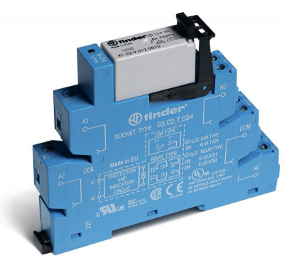 Модуль интерфейсный (сборка 41.52.9.012.0010 + 93.02.7.024) электромеханич. реле 2CO 8А AgNi 12В DC (чувствит.) IP20 винт. клеммы FINDER 385270120050