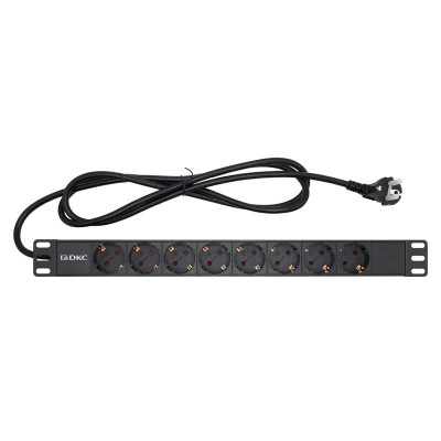 Блок розеток 8-м Schuko для 19дюйм шкафов DKC R519SH8