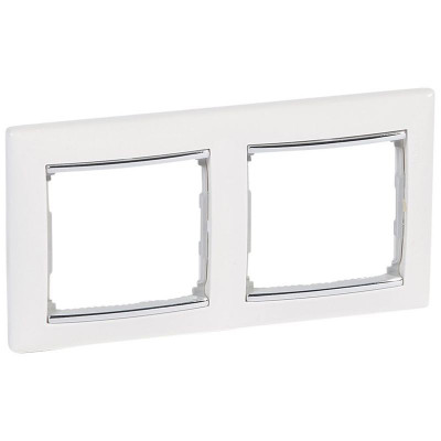Рамка 2-м Valena горизонт. бел./серебр. IEK 770492