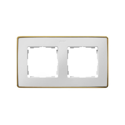 Рамка 2-м Simon82 Detail бел.; основание золото Simon 8201620-245