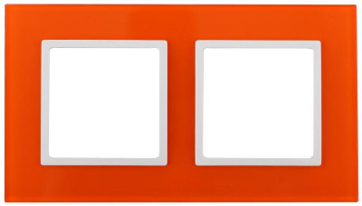 Рамка 2-м 14-5102-22 стекло Elegance оранжевый+бел. ЭРА Б0034495