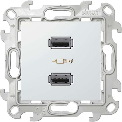 Розетка USB 2-м Simon 24 механизм бел. Simon 2411096-030