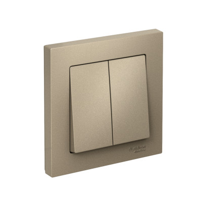 Выключатель 2-кл. СП AtlasDesign 10А IP20 (сх. 5) 10AX в сборе шампань SE ATN000552