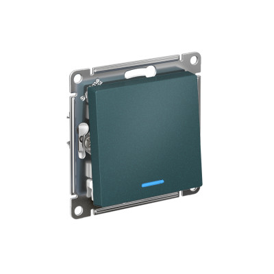 Переключатель проходной 1-кл. СП AtlasDesign 10А IP20 (сх. 6а) 10AX с подсветкой механизм изумруд SE ATN000863