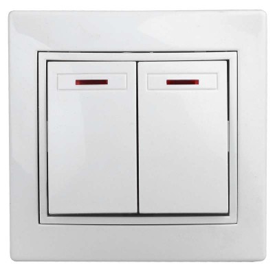 Выключатель 2-кл. СП Plano 10А IP20 1-105-01 250В с подсветкой бел. Intro Б0027603