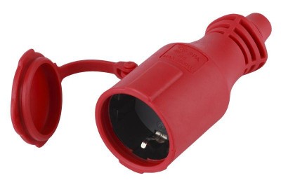 Розетка кабельная R6(R) 16А каучук с заземл. IP44 (10/100/3600) красн. ЭРА Б0019196