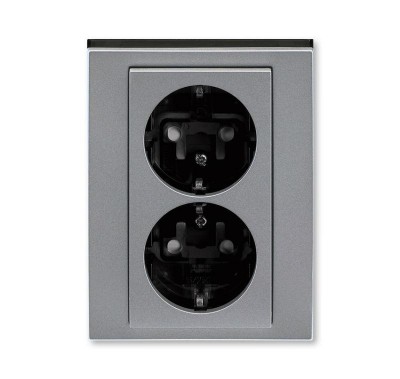 Розетка 2-м СП Levit 16А IP40 с заземл. защ. шторки сталь/дым. черн. ABB 2CHH223457C6069