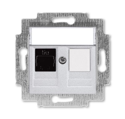 Розетка компьютерная Levit RJ45 кат.5E с заглушкой серебр. ABB 2CHH295117A6070