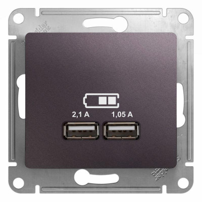 Розетка USB 2-м СП Glossa тип A+A 5В/2100мА 2х5В/1050мА механизм сиренев. туман SE GSL001433