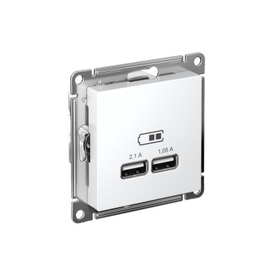 Розетка USB AtlasDesign тип A+A 5В 1х2.1А 2х1.05А механизм бел. SE ATN000133