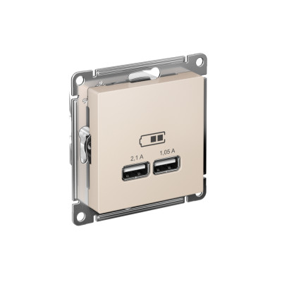 Розетка USB AtlasDesign тип A+A 5В 1х2.1А 2х1.05А механизм беж. SE ATN000233