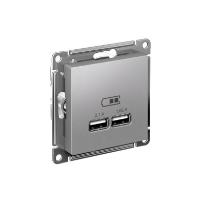 Розетка USB AtlasDesign тип A+A 5В 1х2.1А 2х1.05А механизм алюм. SE ATN000333