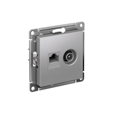 Розетка компьютерная + телевизионная 2-м СП AtlasDesign RJ45 кат.5E + TV механизм алюм. SE ATN000389