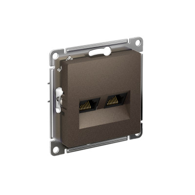 Розетка компьютерная 2-м AtlasDesign RJ45 кат.5E механизм мокко SE ATN000685