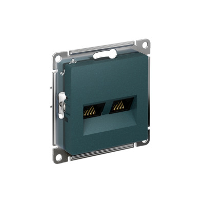 Розетка компьютерная 2-м AtlasDesign RJ45 кат.5E механизм изумруд SE ATN000885