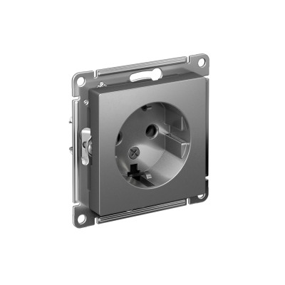 Розетка 1-м СП AtlasDesign 16А IP20 с заземл. механизм сталь SE ATN000943