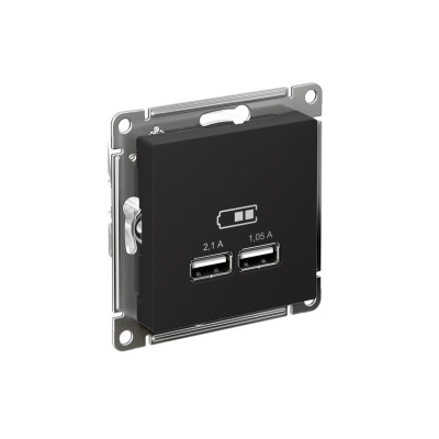 Розетка USB AtlasDesign тип A+A 5В 1х2.1А 2х1.05А механизм карбон SE ATN001033