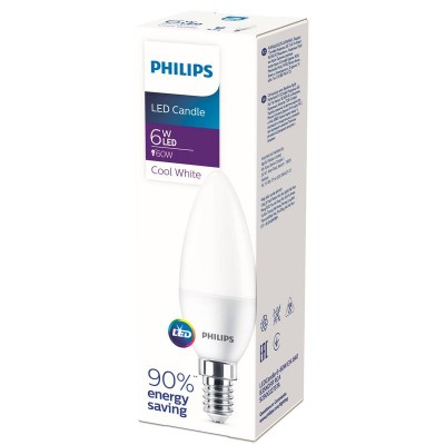 Лампа светодиодная Ecohome LEDCandle 6-60W E14 840 B35NDFR RCA Philips 929002273737