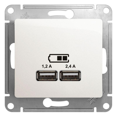 Розетка USB Glossa тип A+C 5В/2.4А 2х5В/1.2А механизм перламутр. SE GSL000639