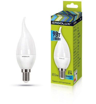 Лампа светодиодная LED-CA35-9W-E14-6K 
