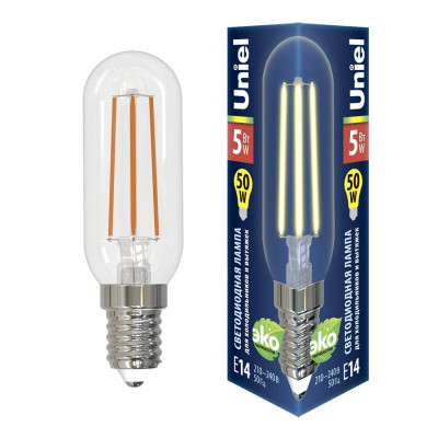 Лампа светодиодная LED-Y25-5W/3000K/E14/CL GLZ04TR для холодильников и вытяжки прозрачная колба. картон Uniel UL-00007129