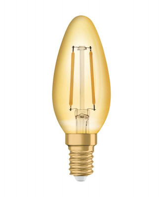 Лампа светодиодная филаментная Vintage 1906 LED CL B FIL GOLD 12 non-dim 1.5W/824 1.5Вт 2400К тепл. бел. E14 120лм 220-240В (замена 12Вт) зол. OSRAM 4058075293205