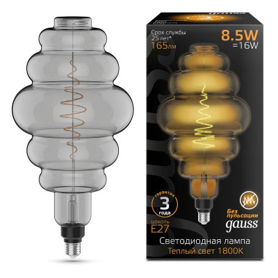 Лампа светодиодная филаментная Black Filament 8.5Вт Honeycomb тонированная 1800К тепл. бел. E27 165лм GAUSS 161802005