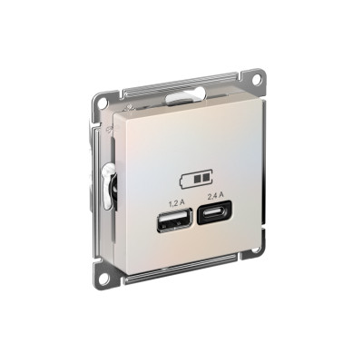 Розетка USB AtlasDesign тип A+C 5В/2.4А 2х5В/1.2А механизм жемчуж. SE ATN000439