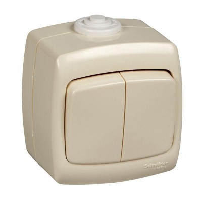 Выключатель 2-кл. ОП Рондо 10А IP44 250В 10AX сл. кость SchE VA510-228B-SI