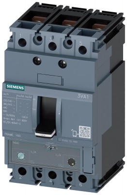 Выключатель автоматический 3п 55кА 415В 3VA1 IEC типоразмер 160 откл. способность M литой корпус Siemens 3VA11165EF320AA0