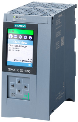 Процессор центральный SIMATIC S7-1500 CPU 1516-3 PN/DP ЦПУ с рабочей памятью 1мБ для программы и 5мБ для данных 1ый интерфейс: PROFINET IRT с 2х-портовым коммутатором 2ой интерфейс: PROFINET RT Siemens 6ES75163AN020AB0