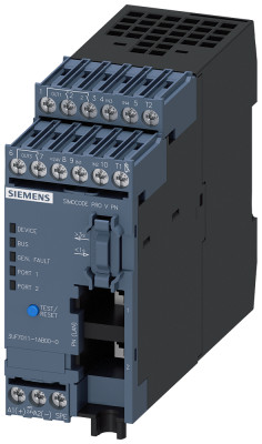 Модуль базовый 3 Simocode PR V PN; Ethernet/Profinet IO; OPC UA сервер; PN system redundancy; WEB сервер; 100Мбит/с; 2 разъема RJ45; 4вх./3вых. US: DC 24В термисторн. защита двигат. Siemens 3UF70111AB000