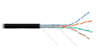 Кабель F/UTP кат.5E (класс D) 4 пары 24 AWG (0.5мм) тест по ISO/IEC 100МГц ОЖ BC чистая медь внутр./внешн. LSZH -40С нг(А)-HFLTx черн. (уп.305м) NIKOLAN NKL 4200C-BK