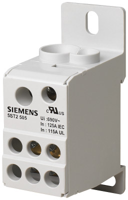 Блок распределительный 1п 125А 690В ввод: 1х10-35+1Х6-16кв.мм выход: 6х2.5-16кв.мм уст. на DIN-рейку Siemens 5ST2505