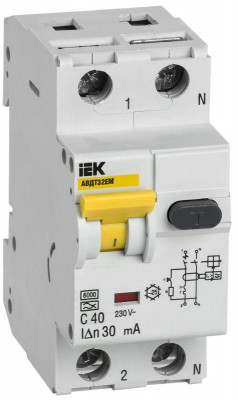Выключатель автоматический дифференциального тока C 40А 30мА АВДТ32EM IEK MVD14-1-040-C-030