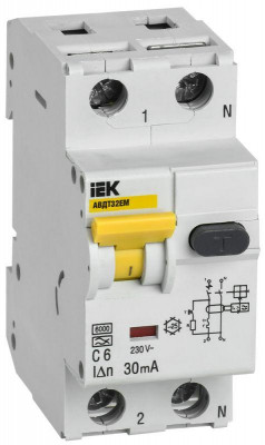Выключатель автоматический дифференциального тока C 6А 30мА АВДТ32EM IEK MVD14-1-006-C-030