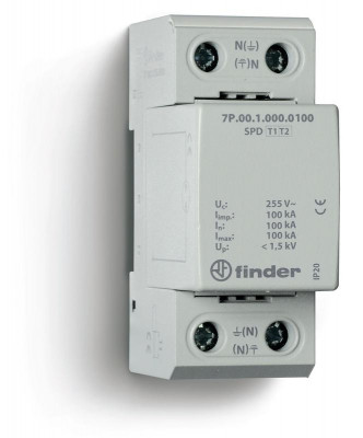 Устройство защиты от импульсных перенапряжений УЗИП тип 1 (искровый разрядник) модульный 36мм IP20 FINDER 7P0912550100