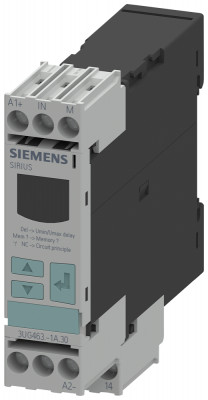 Реле контроля напряжения электрон. 22.5мм 1-600В AC/DC превыш. и пониж. 24-240В AC/DC DC и AC 50-60Гц SPIKE DELAY 0-20 S Siemens 3UG46321AW30