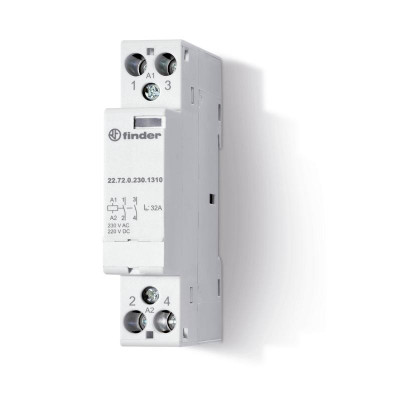 Контактор модульный 2NC 32А AgNi 240В AC/DC 17.5мм IP20 опции: мех.индикатор FINDER 227202301410PAS