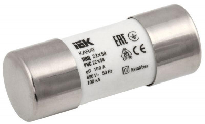 Вставка плавкая цилиндрическая ПВЦ 22х58 100А KARAT IEK MFL30-100
