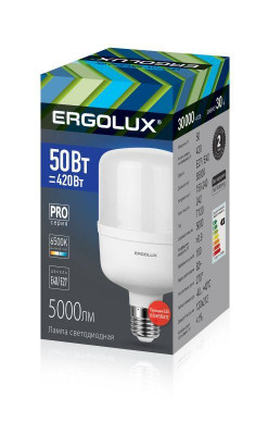 Лампа светодиодная LED-HW-50W-E40-6K PRO 50Вт 6500К холод. бел. E27/E40 150-270В Ergolux 14329