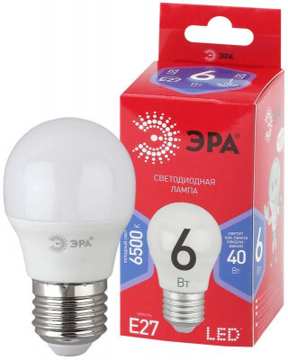 Лампа светодиодная RED LINE LED P45-6W-865-E27 R 6Вт P45 шар 6500К холод. бел. E27 Эра Б0045357