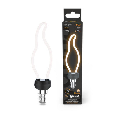 Лампа светодиодная филаментная Black Filament 4Вт контурная Artline свеча матовая 2700К тепл. бел. E14 330лм GAUSS 1000801104