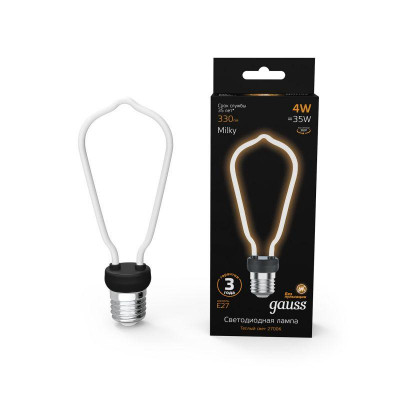 Лампа светодиодная филаментная Black Filament 4Вт ST64 матовая 2700К тепл. бел. E27 330лм GAUSS 1005802104