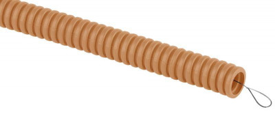 Труба гофрированная ПВХ легкая d25мм с протяжкой сосна (уп.25м) Эра Б0043213