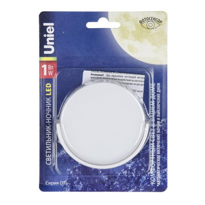 Светильник-ночник DTL-316 Круг/White/Sensor с фотосенсором (день-ночь) бел. Uniel UL-00007053
