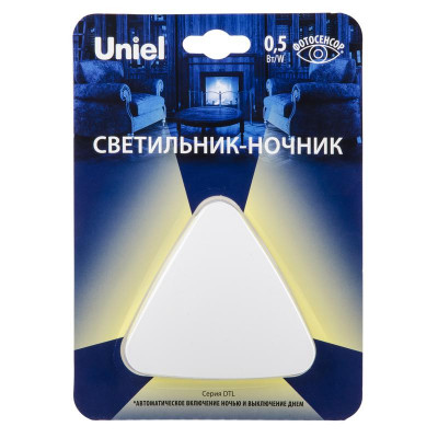Светильник-ночник DTL-320 Треугольник/White/Sensor с фотосенсором (день-ночь) бел. Uniel UL-00007223