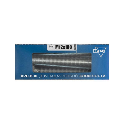 Болт с шестигранной головкой М12х100 DIN 933 класс прочн. 8.8 оцинк. (коробка) (уп.8шт) Tech-Krep/Zitar 126525