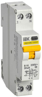 Выключатель автоматический дифференциального тока В 16А 30мА АВДТ32МL KARAT IEK MVD12-1-016-B-030