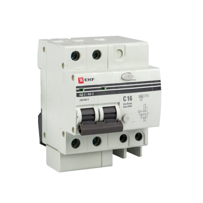 Выключатель автоматический дифференциального тока C 50А 100мА тип AC 6кА АД-2 S  (электрон.) защита 270В PROxima EKF DA2-6-50-100S-pro